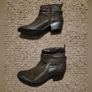 WOMENS KIM ROGERS ANKLE BOOTS BROWN  WITH STRAPS SIZE 7.5